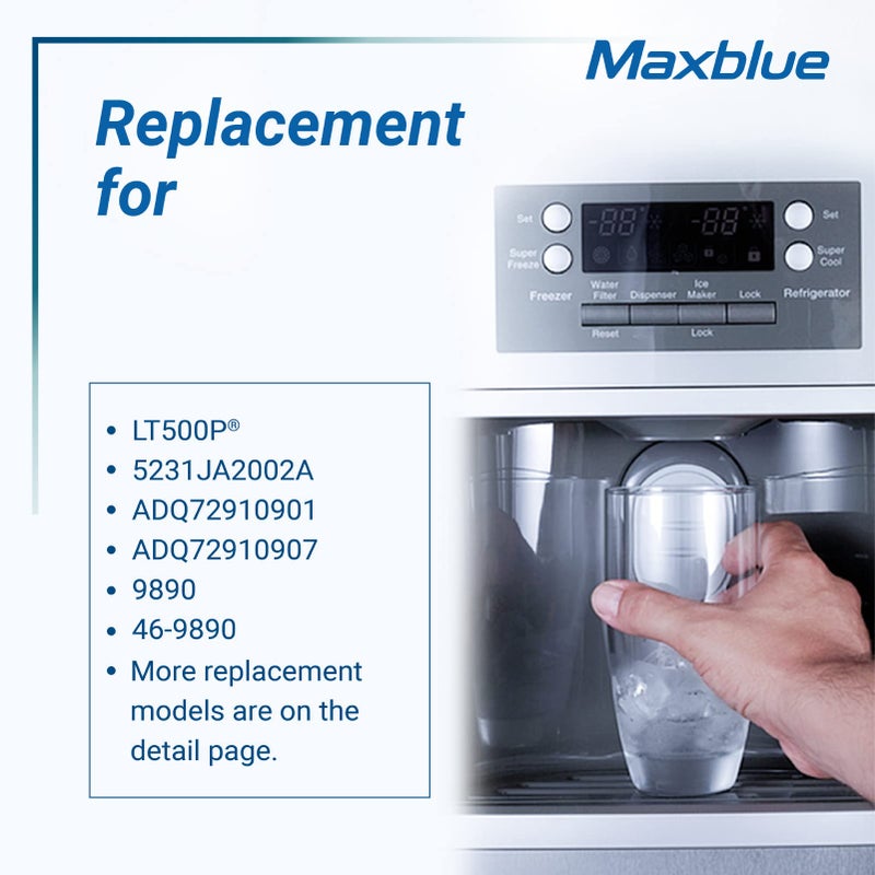 Maxblue 5231JA2002A Refrigerator Water Filter, Replacement for LGÂ® LT500PÂ®, ADQ72910911, GEN11042FR-08, LFX25974ST, ADQ72910901, ADQ72910907, Kenmore 9890, 46-9890, 469890 - Image 4
